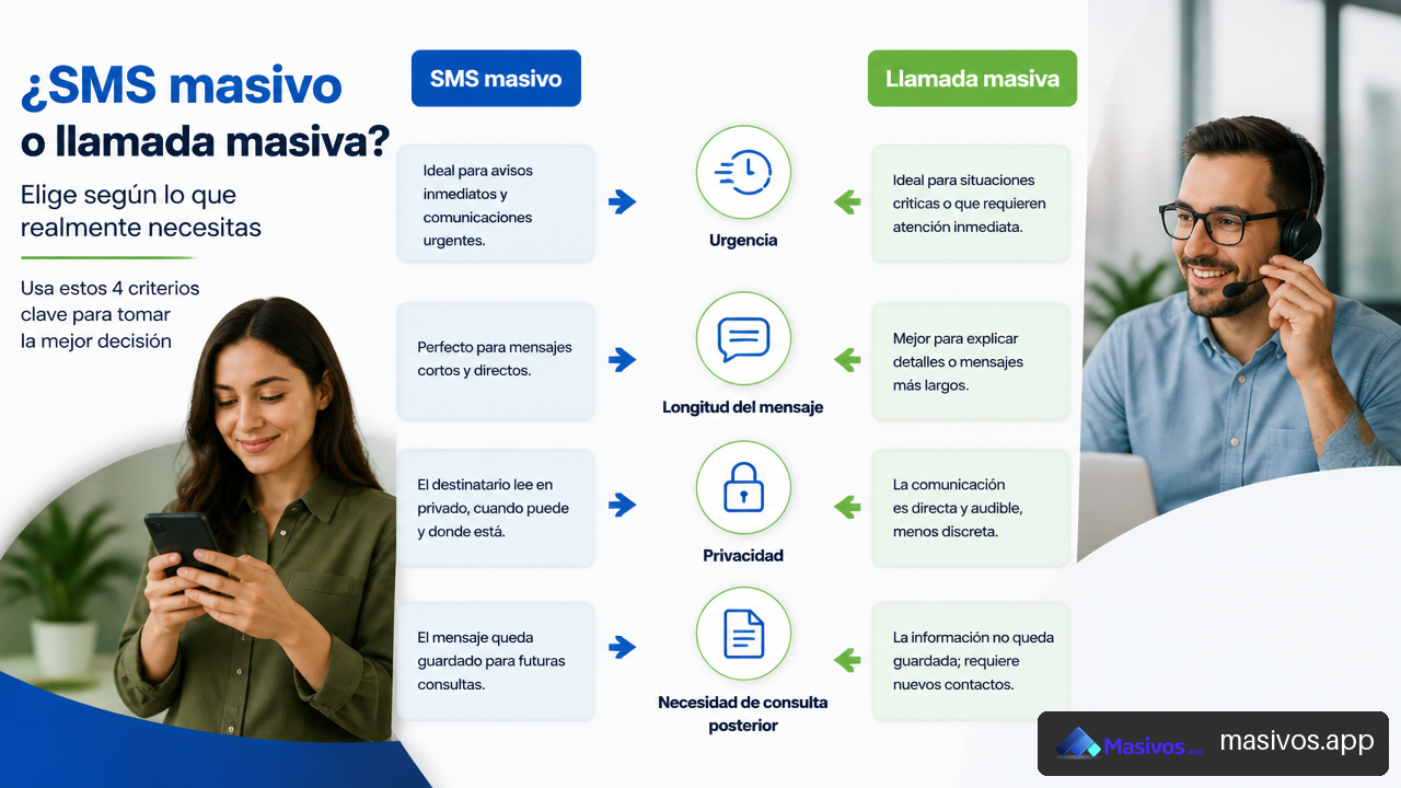 Cómo elegir entre SMS masivos y llamadas masivas según el objetivo de comunicación