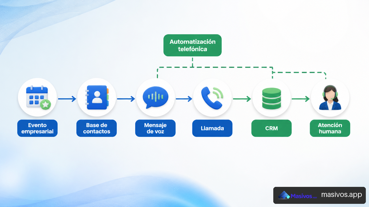 Flujo de automatización de llamadas telefónicas con CRM y atención humana