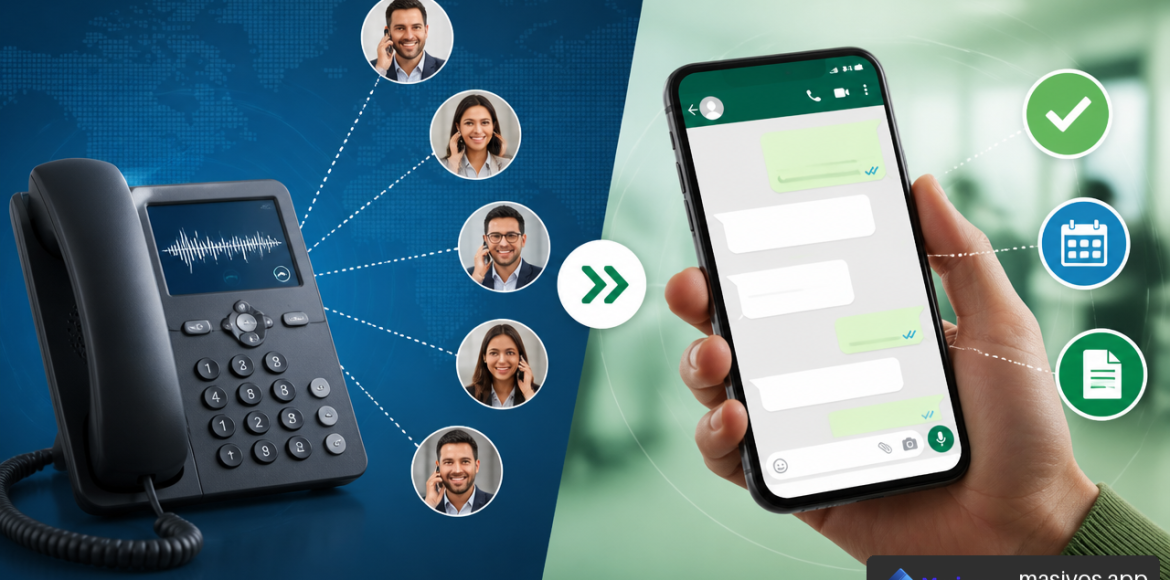 Llamadas masivas vs WhatsApp Business para empresas en Colombia