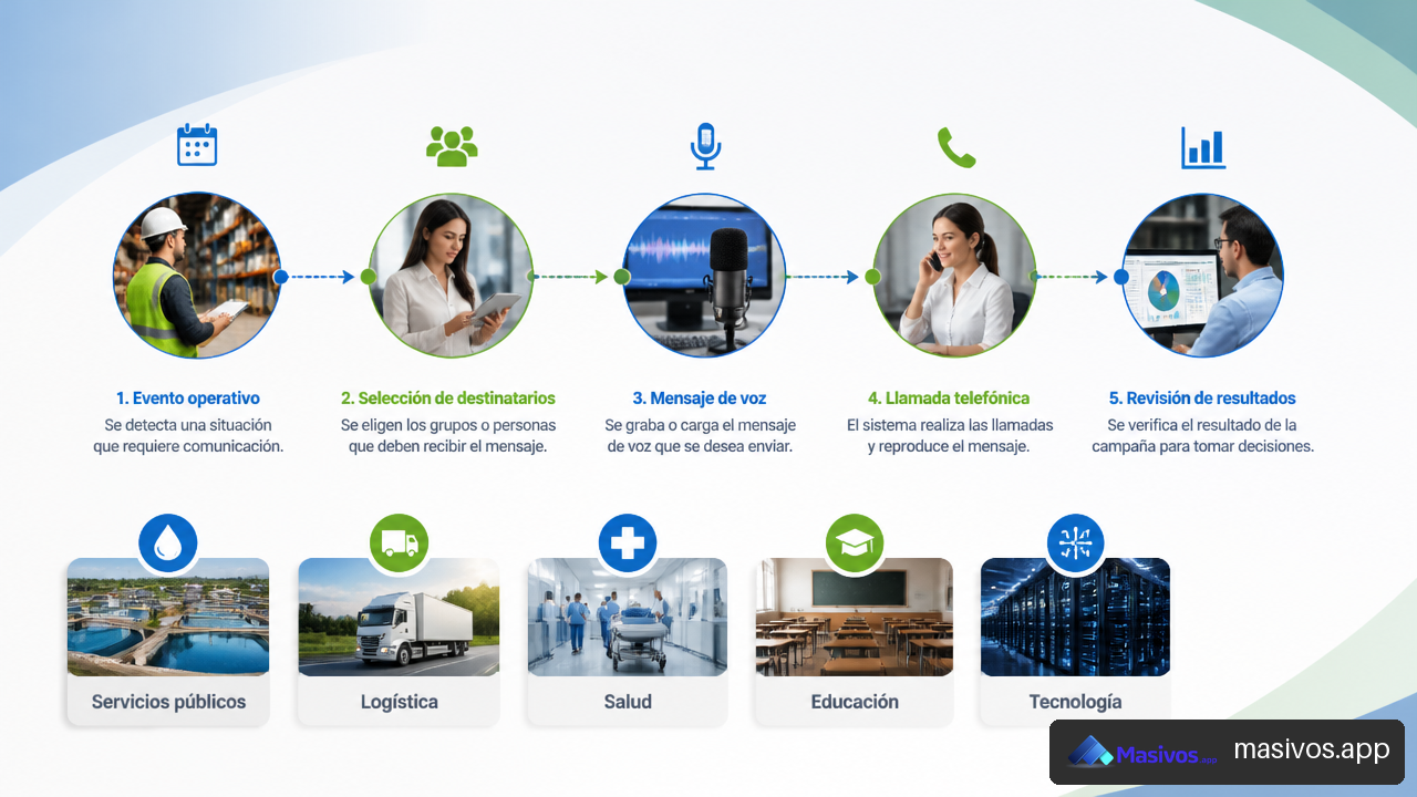 Proceso de notificaciones por llamadas automáticas para avisos empresariales