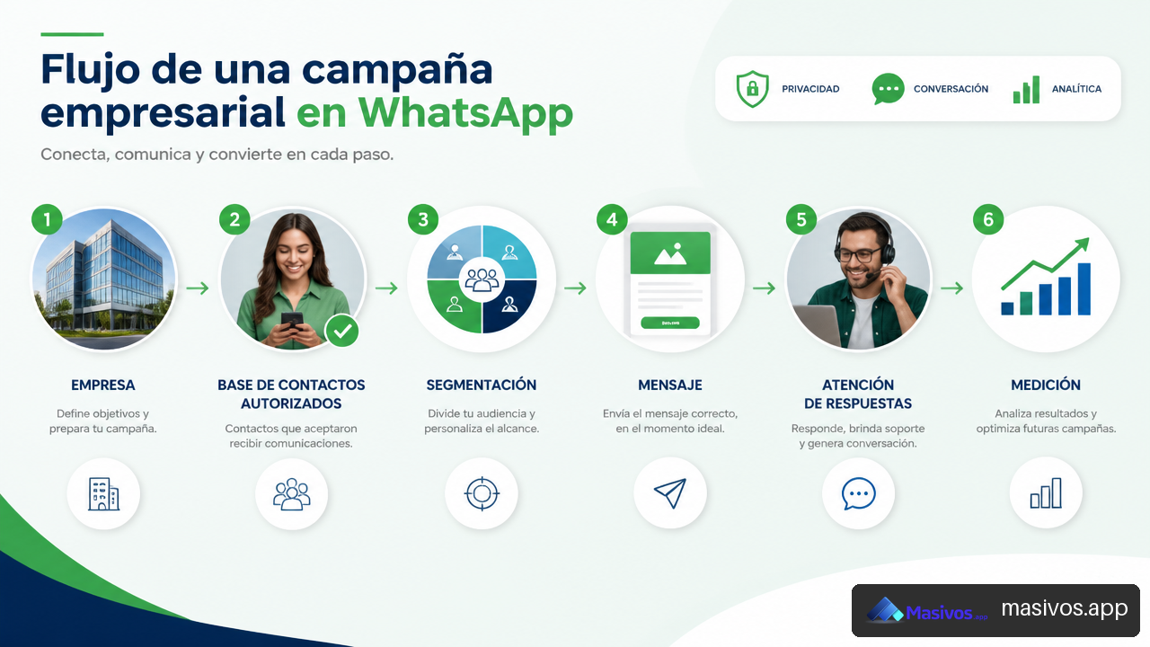Proceso de una campaña de WhatsApp masivos para empresas
