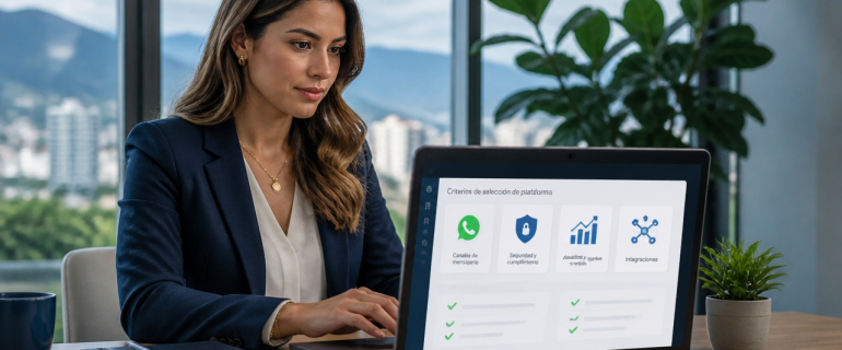 Profesional evaluando una plataforma de WhatsApp masivo para empresas en Colombia